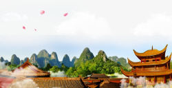 中国传统建筑自然风景背景素材