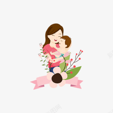 母亲抱孩子感恩的心母亲节图标图标
