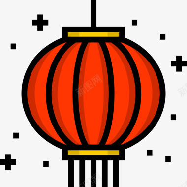 春节特别红色背景春节灯笼图标图标