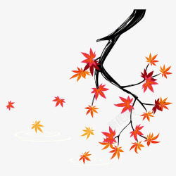 日系风格的日本风格冬季枫叶插画高清图片