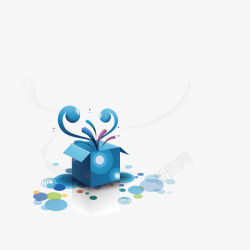 礼物打开的礼盒蓝色装饰图案素材