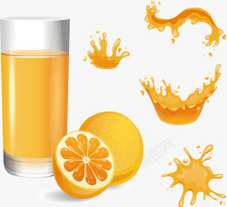 新鲜橙汁果汁饮料矢量图素材