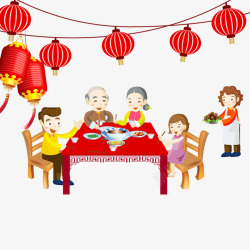 春节一家人的团圆饭素材