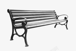 黑色手绘木条铁支架长椅素材