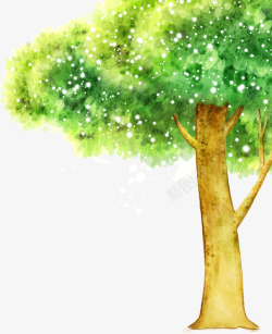 水墨画手绘浓郁大树素材
