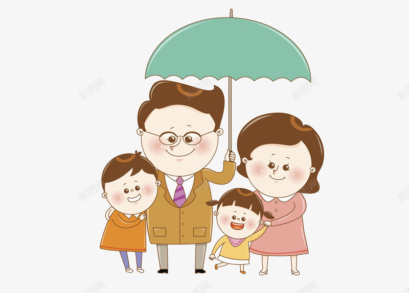 打伞的男人png免抠素材_88icon https://88icon.com 卡通 子女 开心 手绘 插图 父母 相爱