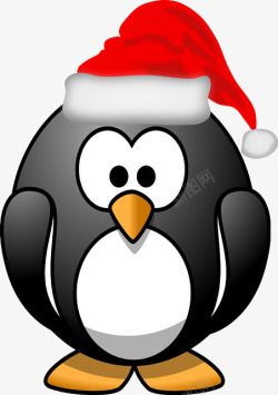 戴圣诞帽的企鹅素材