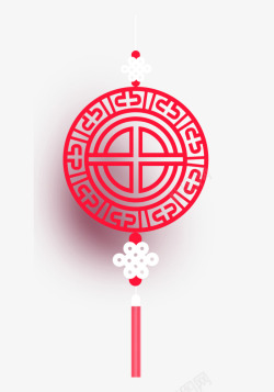中国结扁平新年挂饰红色中国风圆形挂件高清图片