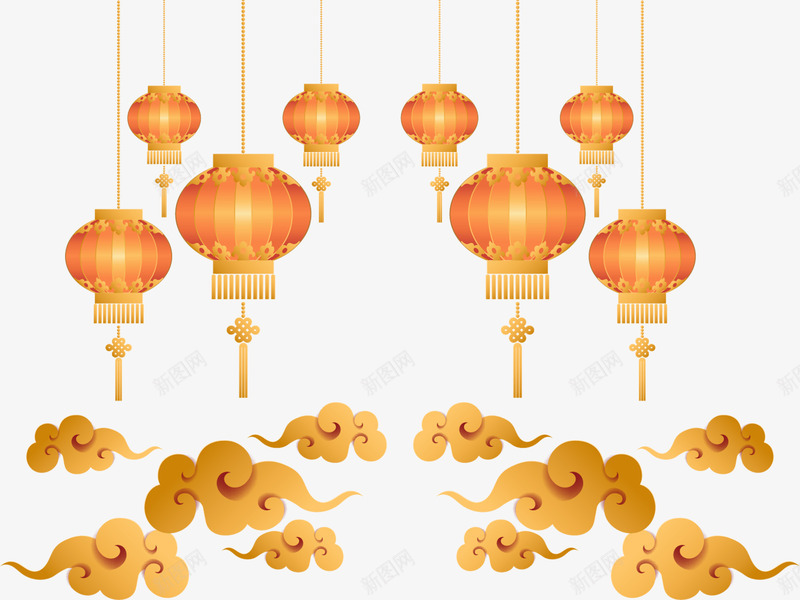 新年喜庆祥云灯笼矢量图ai免抠素材_88icon https://88icon.com 喜庆 喜迎新年 新年 欢度春节 灯笼 祥云 装饰 迎新纳福 矢量图