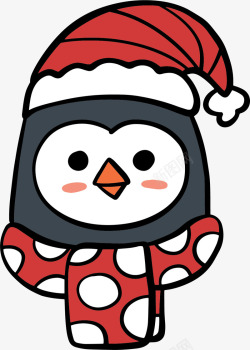 圣诞节卡通企鹅头像矢量图素材