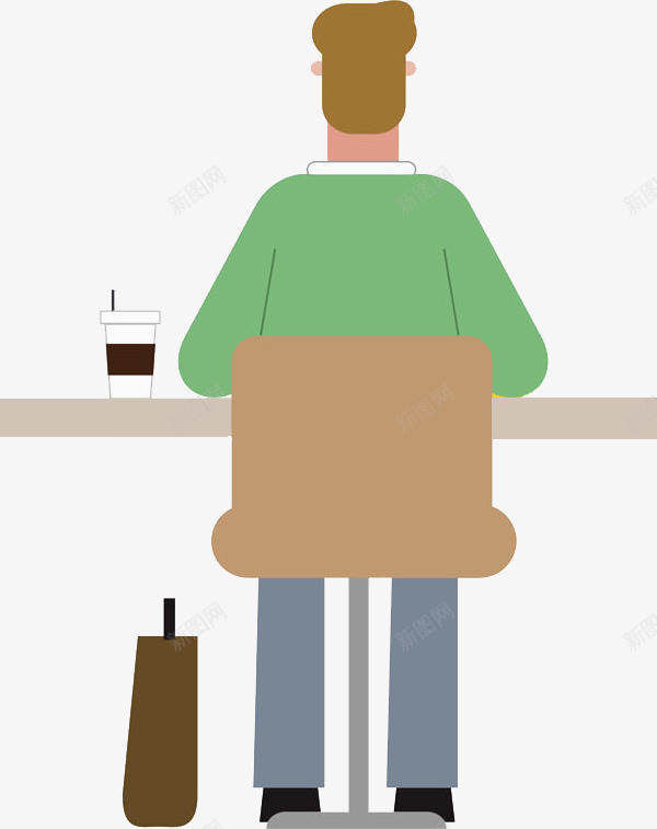 卡通工作的男人png免抠素材_88icon https://88icon.com 上班族 上班族海报 卡通 咖啡 工作的 手绘 椅子 男人 背影