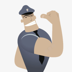 警察制服卡通保安伸出大拇指高清图片