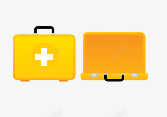 黄色医药拟物风格箱包展示图标矢量图图标
