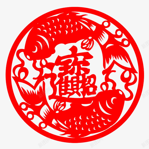 招财进宝剪纸png免抠素材_88icon https://88icon.com 传统文化 免抠 剪纸 喜庆 实物 招财进宝 春节 民俗图片 红色