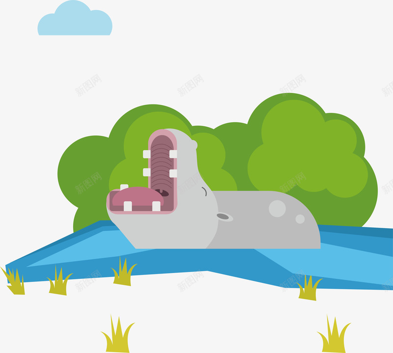 卡通野生动物园河马矢量图ai免抠素材_88icon https://88icon.com 动物园动物 动物插画 卡通可爱动物园 卡通河马 国家保护动物 大自然 森林 老虎 野生动物河马 矢量图