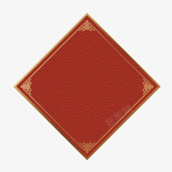 红色方形春节边框元素素材