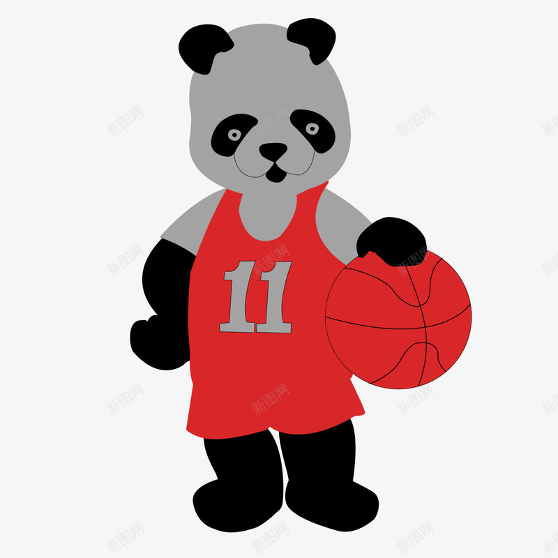 打篮球的熊猫矢量图ai免抠素材_88icon https://88icon.com 体育 熊猫 篮球 矢量图