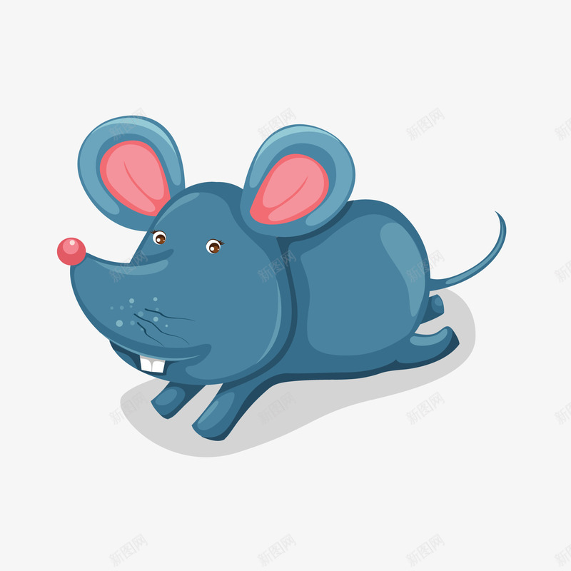卡通小老鼠动物矢量图ai免抠素材_88icon https://88icon.com 动物设计 大耳朵 小老鼠 牙齿 蓝色 门牙 矢量图
