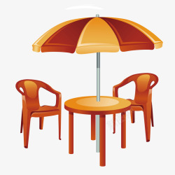木质桌椅遮阳伞露天餐桌素材