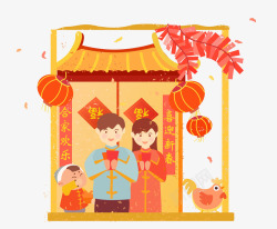 家人拜年中国风春节拜年图高清图片