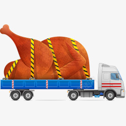 货车拉烤火鸡插画矢量图素材