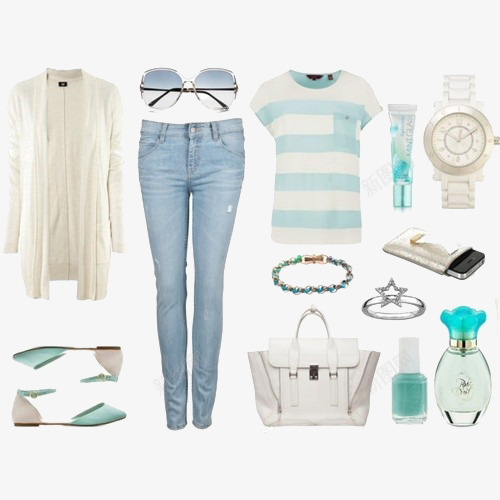 清新色系搭配png免抠素材_88icon https://88icon.com 女装 平底鞋 服饰搭配