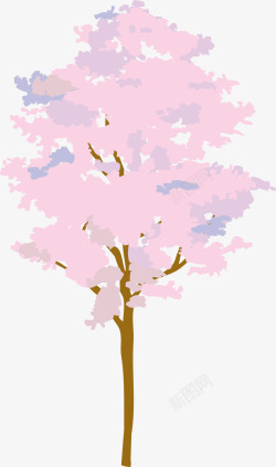 春天手绘粉色大树素材