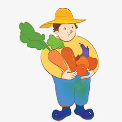 抱着蔬菜的男人素材