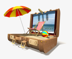 行李箱海滩创意海滩高清图片