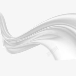 曲线美手绘漂浮白色丝带高清图片