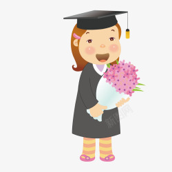 女毕业生拿鲜花的女毕业生高清图片