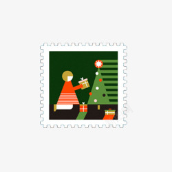 圣诞节日邮票素材