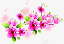 粉色唯美手绘花朵美丽素材