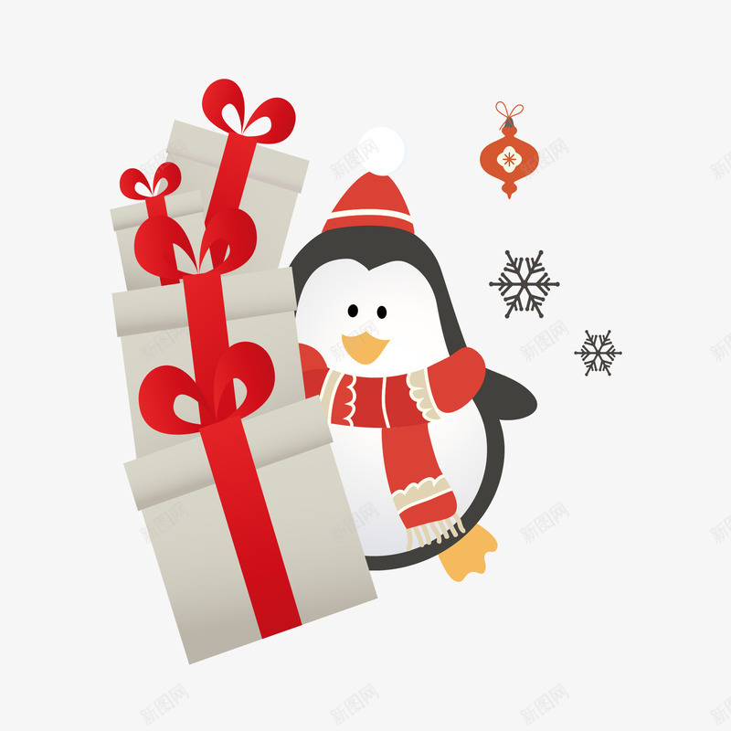 圣诞企鹅矢量图ai免抠素材_88icon https://88icon.com 企鹅 圣诞老人 圣诞节 礼物 矢量图