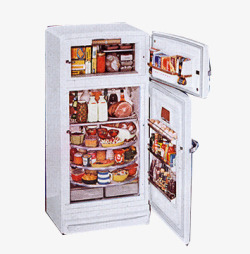 打开的存储食物的冰箱素材