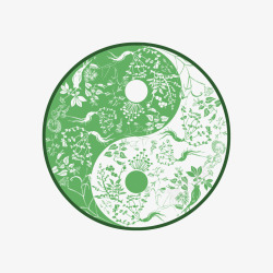 绿色圆形八卦图素材