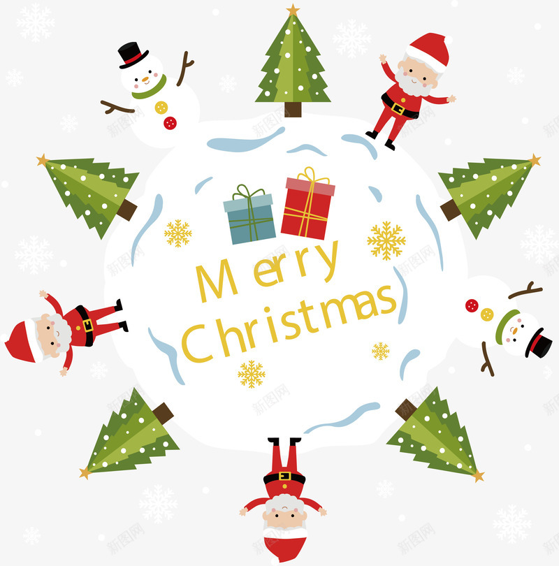 圣诞节圣诞老人雪人装饰框矢量图ai免抠素材_88icon https://88icon.com 圣诞快乐 圣诞树 圣诞老人 圣诞节 矢量png 雪人 矢量图