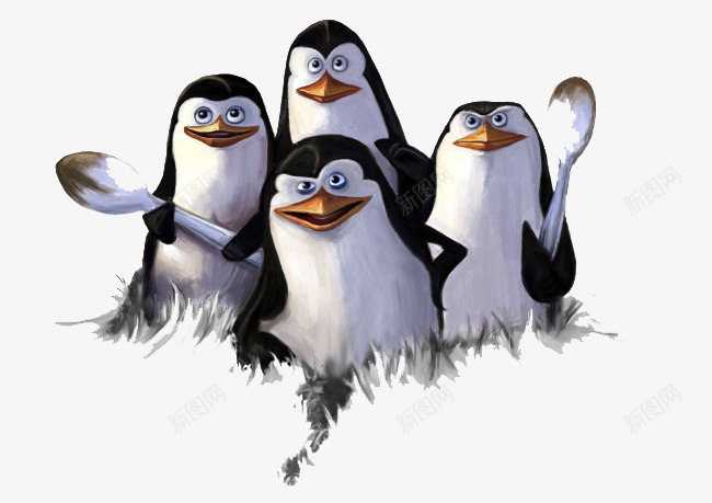 四只可爱的企鹅png免抠素材_88icon https://88icon.com 企鹅 卡通 可爱