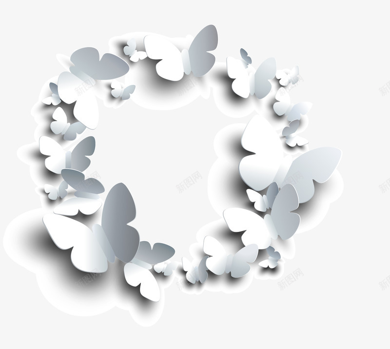 白色蝴蝶圆环矢量图ai免抠素材_88icon https://88icon.com 圆环 白色 蝴蝶 矢量图