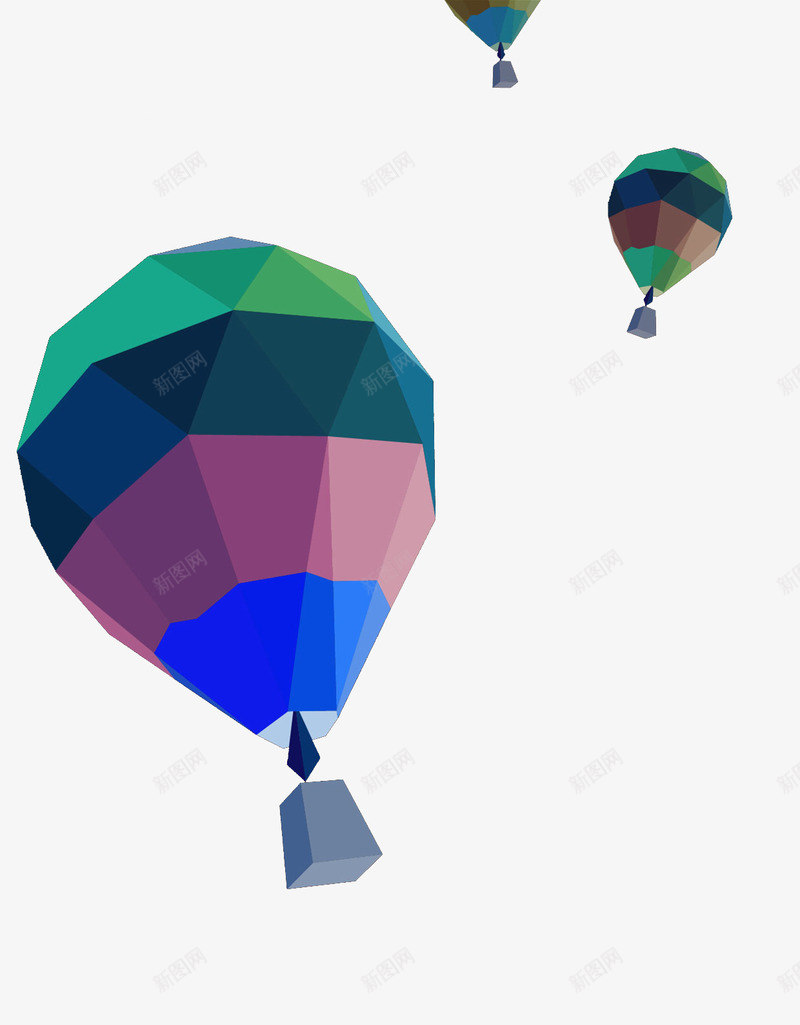几何彩色热气球png免抠素材_88icon https://88icon.com 几何 彩色 漂浮 热气球