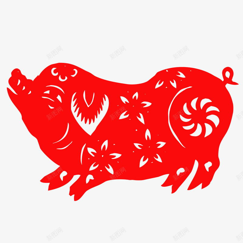 猪年喜庆红色剪纸图矢量图ai免抠素材_88icon https://88icon.com 剪纸 吉祥 吉祥如意 喜庆 春节 猪 猪年 矢量图 福字 福字书法矢量图 红色剪纸