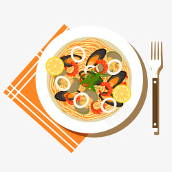 米饭蔬菜卡通美食意大利面矢量图高清图片
