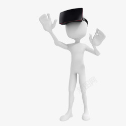 虚构戴着VR眼镜的白色人物高清图片