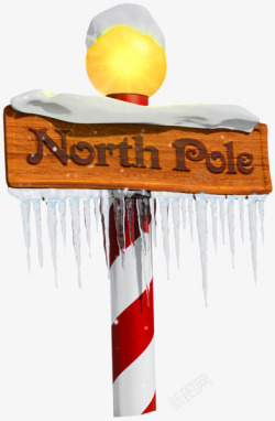 大雪冰碴圣诞节黄色指示牌高清图片