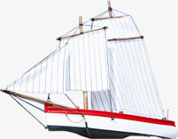 白色卡通帆船素材