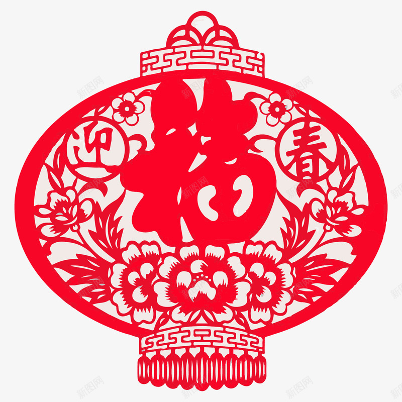 红色福字灯笼剪纸png免抠素材_88icon https://88icon.com 春节 灯笼剪纸 灯笼窗花 福字灯笼 红色 节日装饰