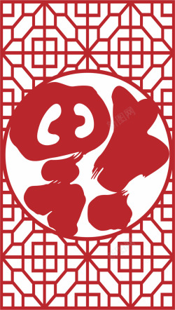 红色立体福字花中式花纹高清图片