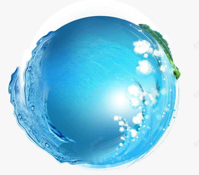 蓝色水元素地球png免抠素材_88icon https://88icon.com 保护环境 地球 水元素 蓝色