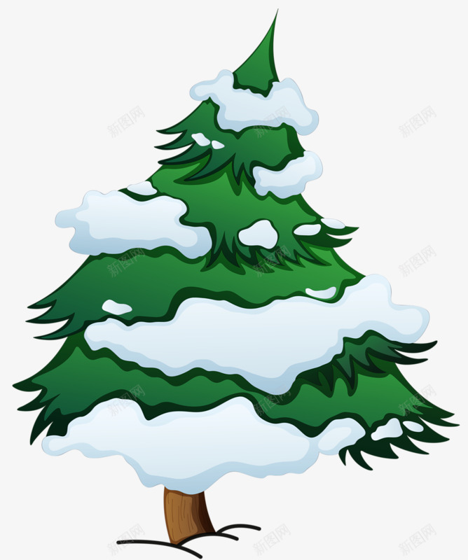 大雪压青松png免抠素材_88icon https://88icon.com 创意 卡通 圣诞树 植物