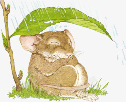 老鼠躲雨素材